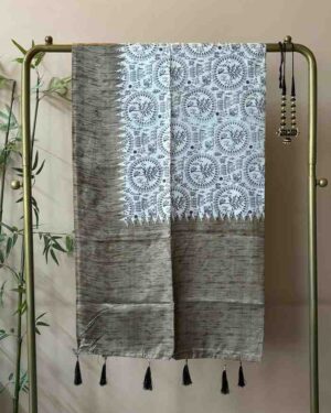 Bhagalpuri Silk Saree in Brown With Tribal Print