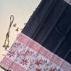 Black Chanderi With Rust Pallu