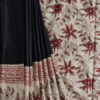 Black Chanderi With Rust Pallu