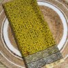 Mustard And Black Double Block Print Chanderi Saree