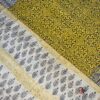 Mustard And Black Double Block Print Chanderi Saree