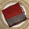 Rich Maroon Chanderi With Block Print Border