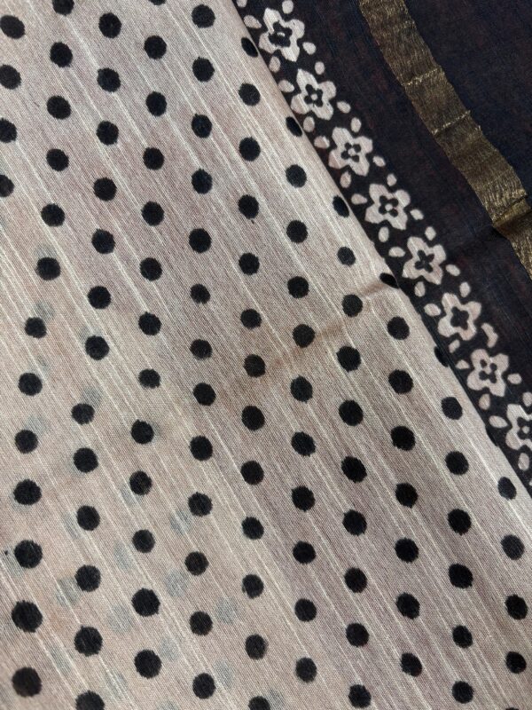 Rich Maroon Chanderi With Block Print Border