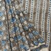 Cloud Grey & Blue Blossoms Linen Saree