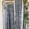 Cloud Grey & Blue Blossoms Linen Saree