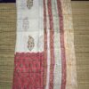 Floral Linen Saree in Soothing White & Pink