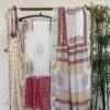 Floral Linen Saree in Soothing White & Pink