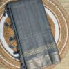 Steel Grey Geecha Tissue Silk Saree With Zari Border