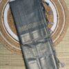 Steel Grey Geecha Tissue Silk Saree With Zari Border