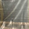 Steel Grey Geecha Tissue Silk Saree With Zari Border
