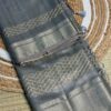 Steel Grey Geecha Tissue Silk Saree With Zari Border