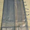 Steel Grey Geecha Tissue Silk Saree With Zari Border