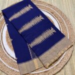 Khadi In Royal Blue With Cream Geometric Weaves