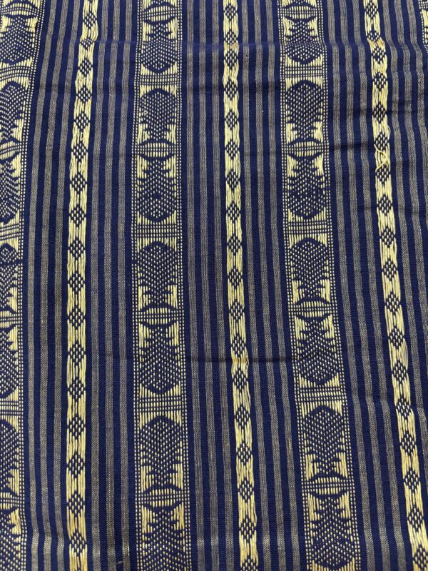 Khadi In Royal Blue With Cream Geometric Weaves