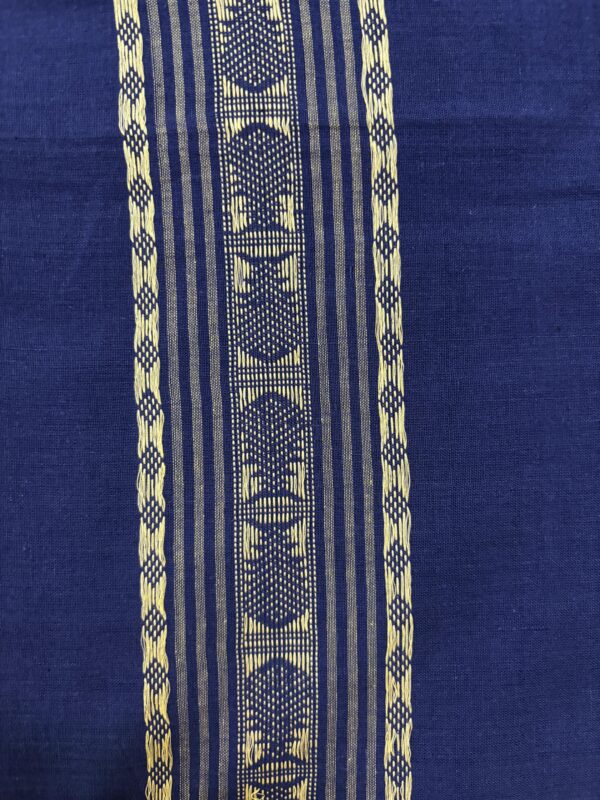 Khadi In Royal Blue With Cream Geometric Weaves