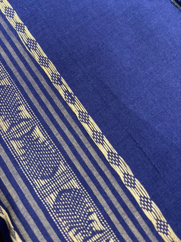 Khadi In Royal Blue With Cream Geometric Weaves