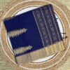 Khadi In Royal Blue With Cream Geometric Weaves