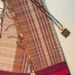 Mustard Gold Multi striped Khadi Cotton.