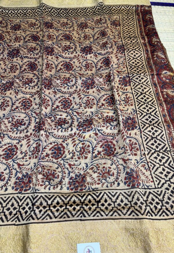 Beige And Rust Kalamkari Nakshi Border Saree