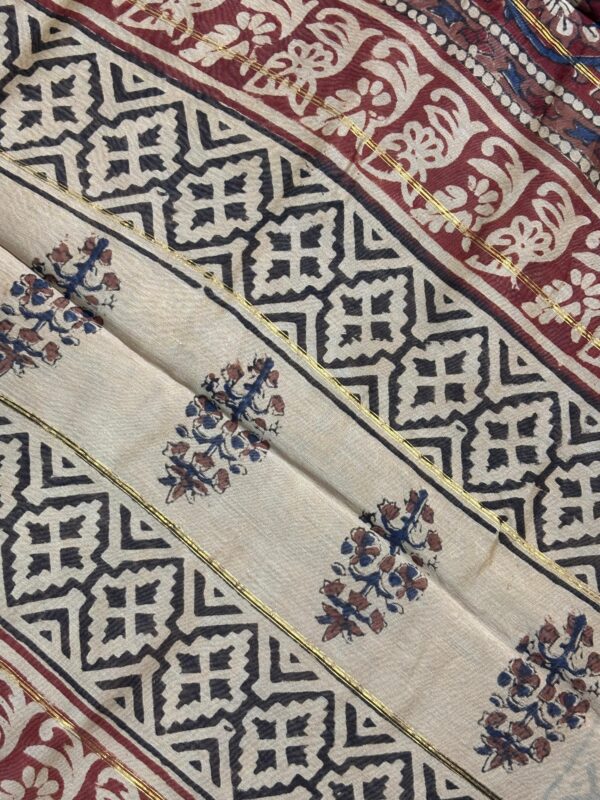 Beige And Rust Kalamkari Nakshi Border Saree