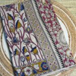 Ivory Kalamkari Handloom Saree With Floral Panels