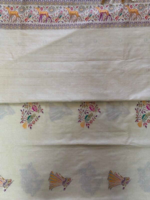 Cream Kanni Silk Saree With Intricate Woven Motifs