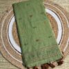 Handcrafted Sage Green Kantha Stitch Cotton Saree