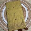 Handcrafted Mustard Yellow Kantha Stitch Cotton Saree