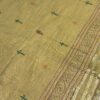 Handcrafted Mustard Yellow Kantha Stitch Cotton Saree