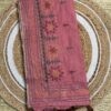 Handcrafted Rose Pink Kantha Stitch Cotton Saree