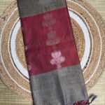 Charcoal Grey & Maroon Handloom Saree