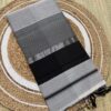 Black & Silver Striped Maheshwari Handloom With Resham Border