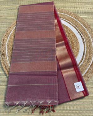 Rust Rose Handloom With Red Temple Border