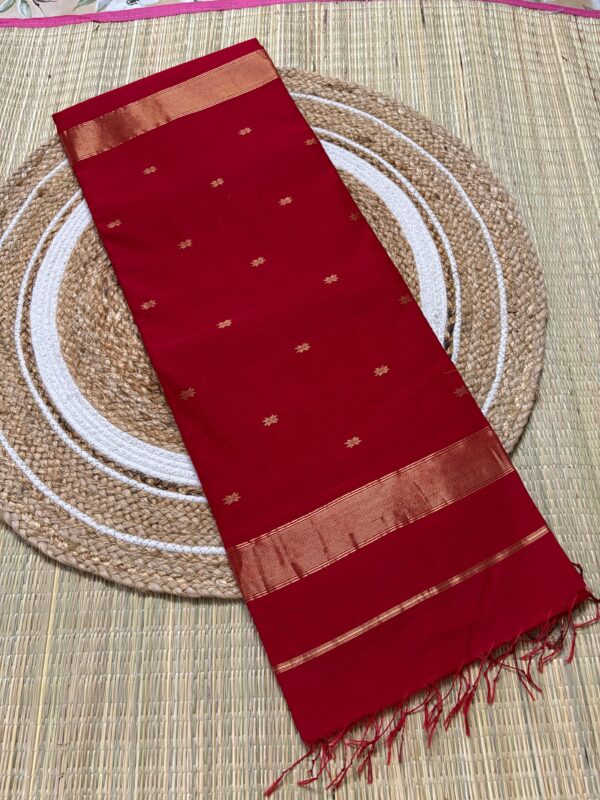 Classic Vermilion Red Star Booti Saree