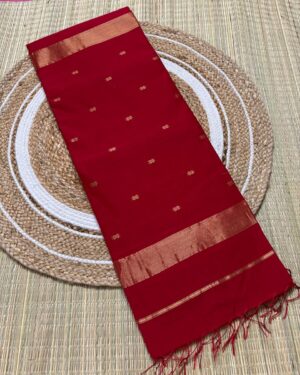 Classic Vermilion Red Star Booti Saree