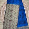 Dual Tone Tribal Print Saree In Indigo And Beige