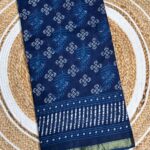 Indigo Printed Handloom Cotton Saree