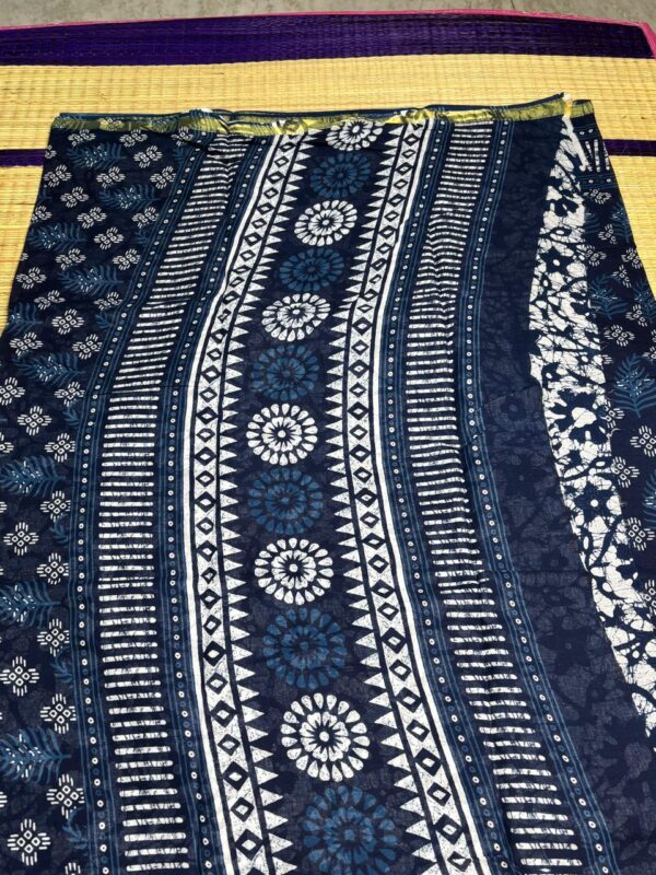Indigo Printed Handloom Cotton Saree