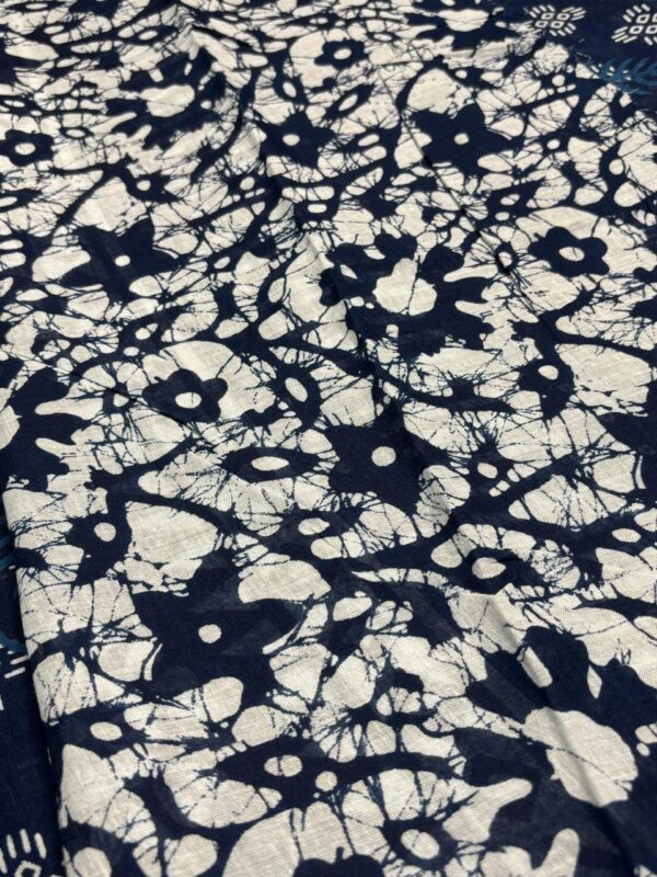 Indigo Printed Handloom Cotton Saree