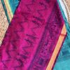 Dual Tone Tribal Print Saree In Fuchsia Pink & Aqua Green