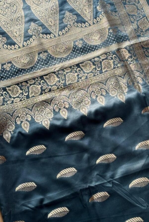 Banarasi Silk In Teal With Silver Motifs