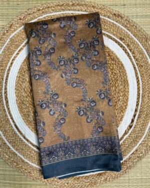 Antique Mustard And Charcoal Silk Saree