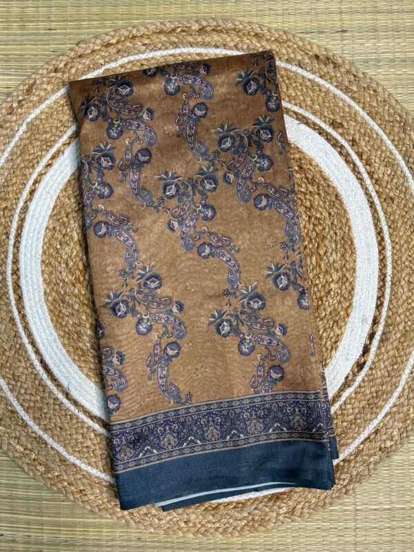 Antique Mustard And Charcoal Silk Saree