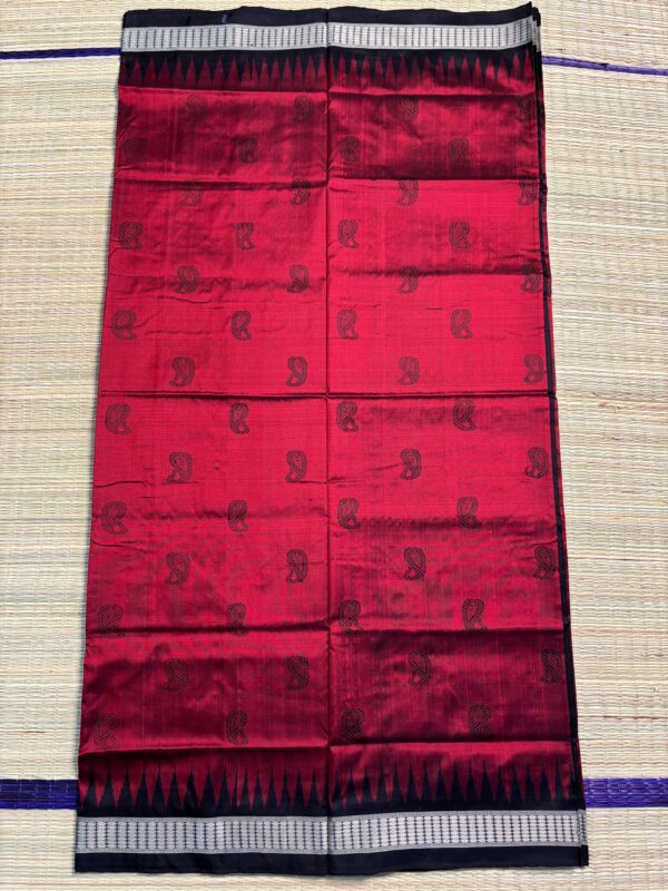 Pure Silk Sambalpuri Ikat Saree In Deep Maroon & Black