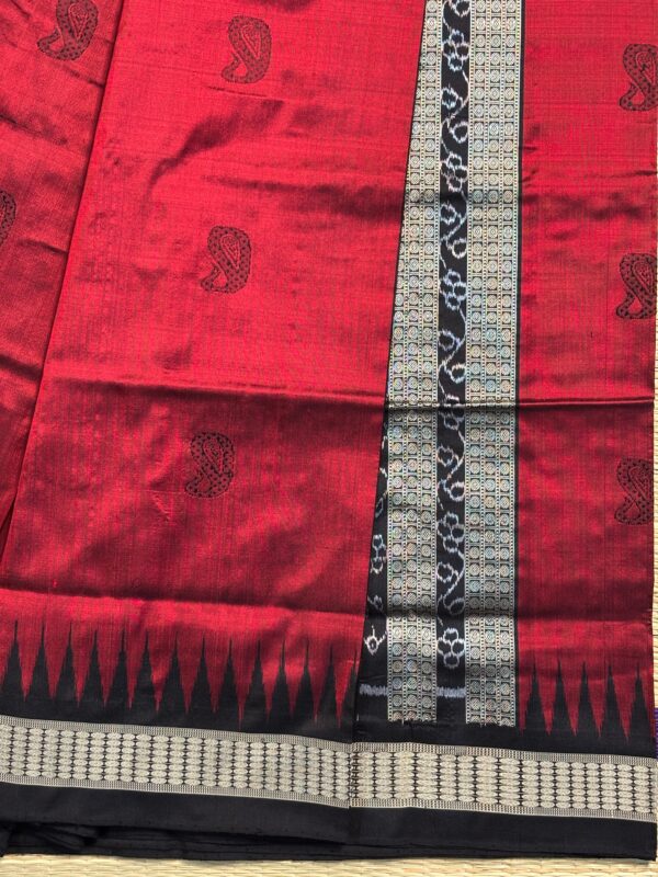 Pure Silk Sambalpuri Ikat Saree In Deep Maroon & Black