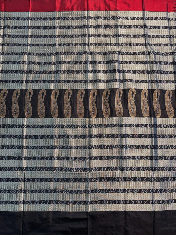 Pure Silk Sambalpuri Ikat Saree In Deep Maroon & Black