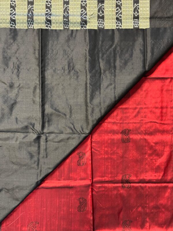 Pure Silk Sambalpuri Ikat Saree In Deep Maroon & Black