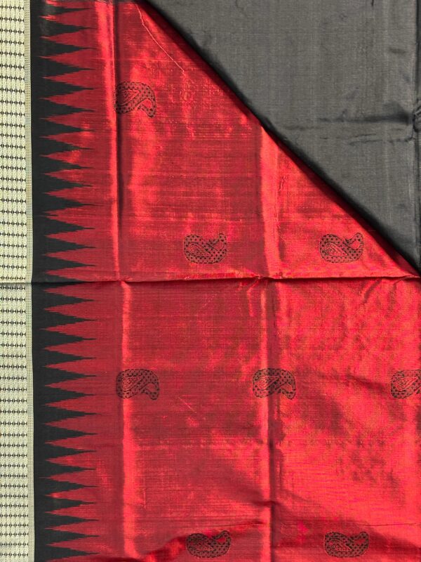 Pure Silk Sambalpuri Ikat Saree In Deep Maroon & Black