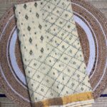 Ivory Tant Handloom Saree With Gold Zari Border