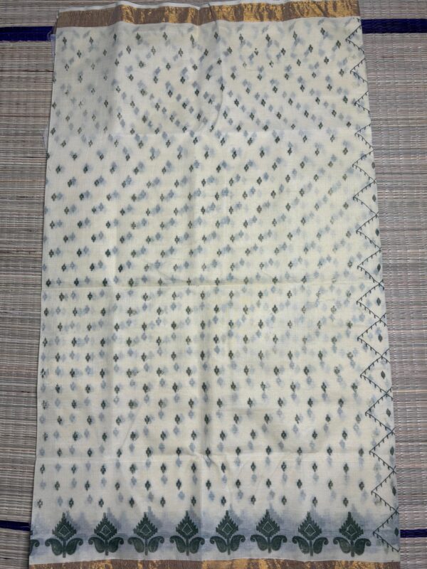 Ivory Tant Handloom Saree With Gold Zari Border